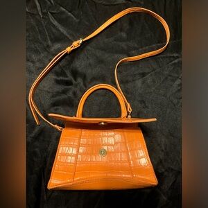 Fashion Nova Orange Mini Croc-Embossed Bag